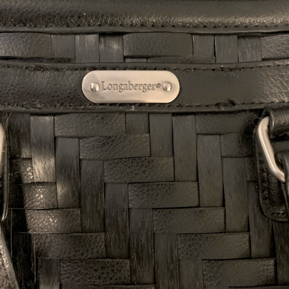 Longaberger black woven stair step weave handbag